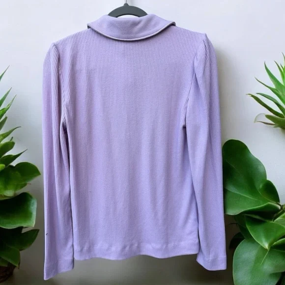 Loft NWT Lilac Ribbed Long Sleeve Top Large - Picture 2 of 2